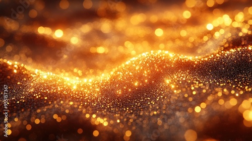 Abstract gold glitter background with soft gradients and flowing light.