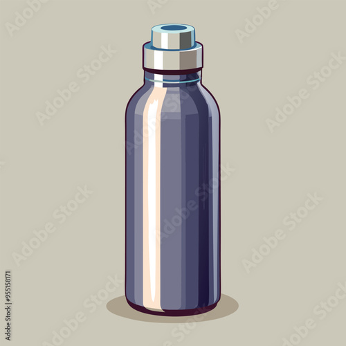 Illustrate a reusable water bottle made of stainless steel