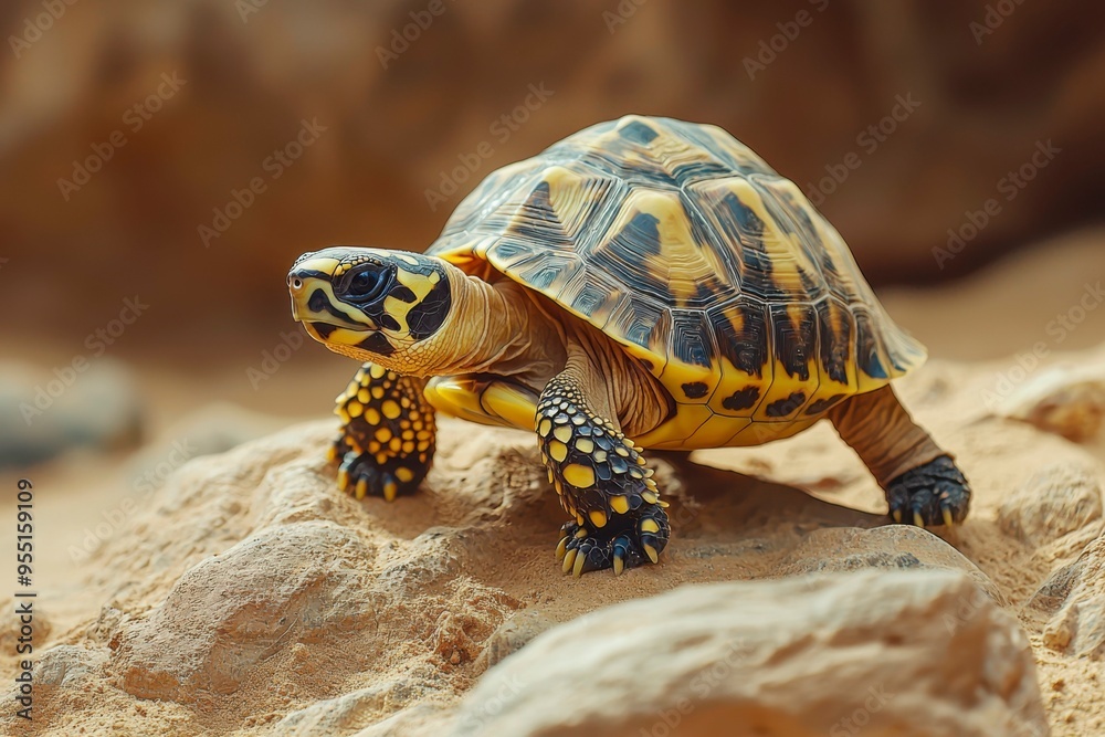 Yellow-footed Tortoise Walking on Rocks Yellow-footed Tortoise Walking on Rocks