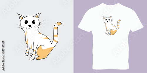 Cute cat nice - vector illustration,Cat World Domination Day. Cute Cat T-shirt design vector illustration  for t shirt design, stocker, logo, banner, clothes, jackets etc. 
