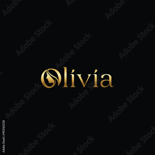 Olivia Name logo design with women icon face, spa logo, feminine logo, beauty salon logo template