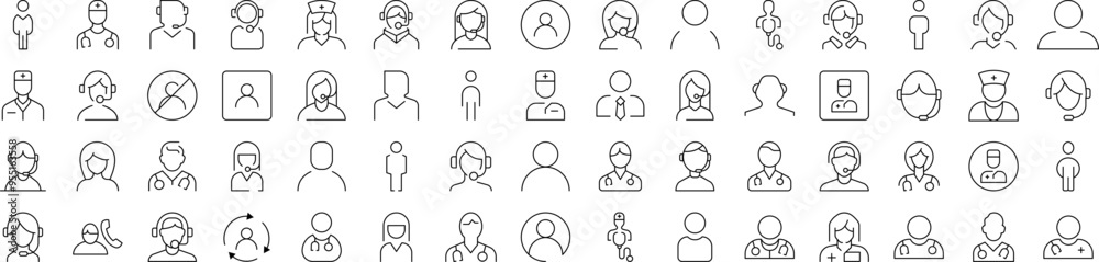 Doctor, Dispatcher, Office Worker Outline Style Icons for Design, Cards, Apps, Social Networks Doctor, Dispatcher, Office Worker Outline Style Icons for Design, Cards, Apps, Social Networks
