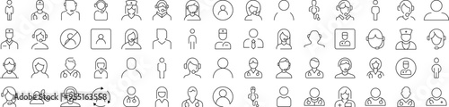 Doctor, Dispatcher, Office Worker Outline Style Icons for Design, Cards, Apps, Social Networks