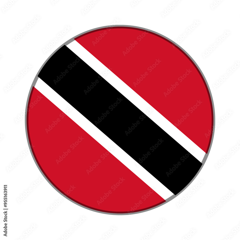 The flag of Trinidad and Tobago. Flag icon. Standard color. Round flag. Computer illustration. Digital illustration. Vector illustration. The flag of Trinidad and Tobago. Flag icon. Standard color. Round flag. Computer illustration. Digital illustration. Vector illustration.