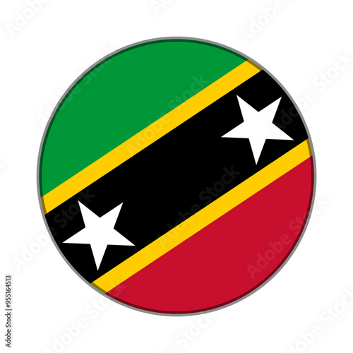 Free Download The flag of Saint Kitts and Nevis. Flag icon. Standard color. Round flag. Computer illustration. Digital illustration. Vector illustration. - GFXLoad