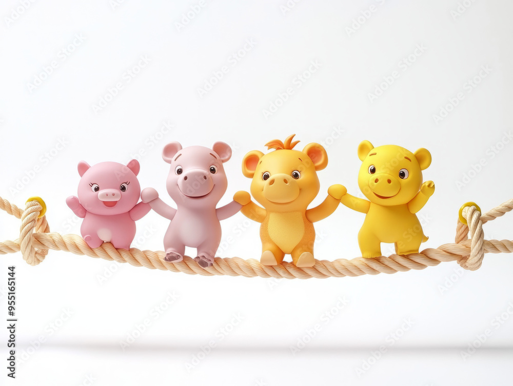 Naklejka premium rope bridge cartoon