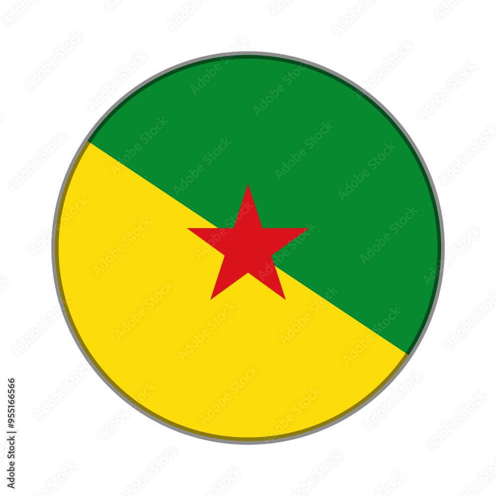 The flag of French Guiana. Flag icon. Standard color. Round flag. Computer illustration. Digital illustration. Vector illustration. The flag of French Guiana. Flag icon. Standard color. Round flag. Computer illustration. Digital illustration. Vector illustration.