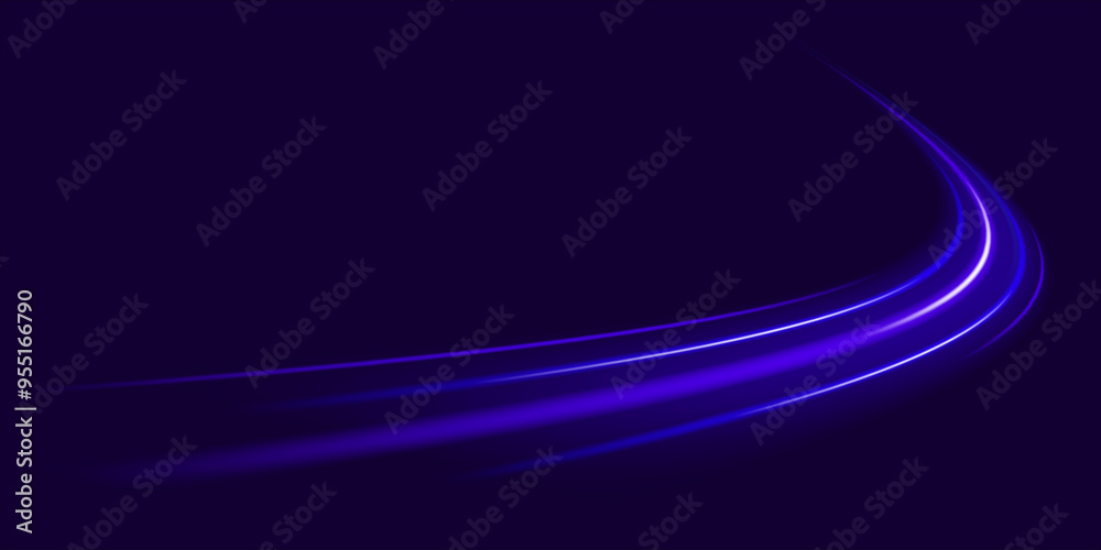 Blue light trail, wave speed, trace line twirl. Abstract light lines of movement and speed with white color glitters
Blue light trail, wave speed, trace line twirl. Abstract light lines of movement and speed with white color glitters