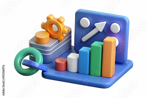 3D AI Predictive Analytics and Cost Arrow Concept Symbolizing Forward-Thinking Financial Strategy. Isolated White Background. #PredictiveAnalytics #FinancialStrategy #CostManagement photo