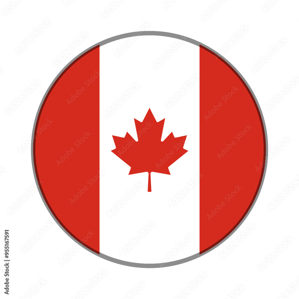 The flag of Canada. Flag icon. Standard color. Round flag. Computer illustration. Digital illustration. Vector illustration. The flag of Canada. Flag icon. Standard color. Round flag. Computer illustration. Digital illustration. Vector illustration.