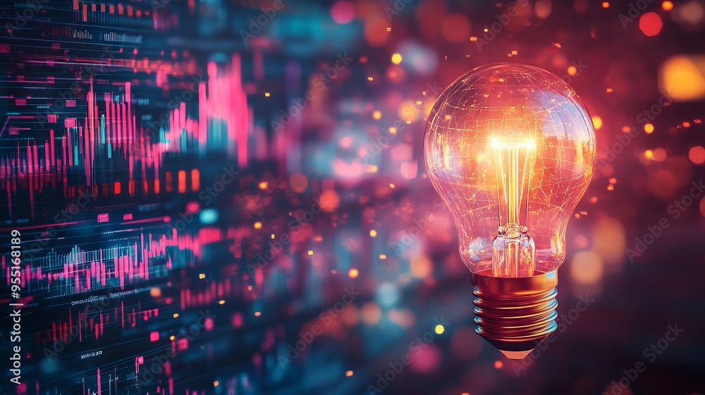 Innovative Business Technology with Glowing Light Bulb. AI generated illustration Innovative Business Technology with Glowing Light Bulb. AI generated illustration
