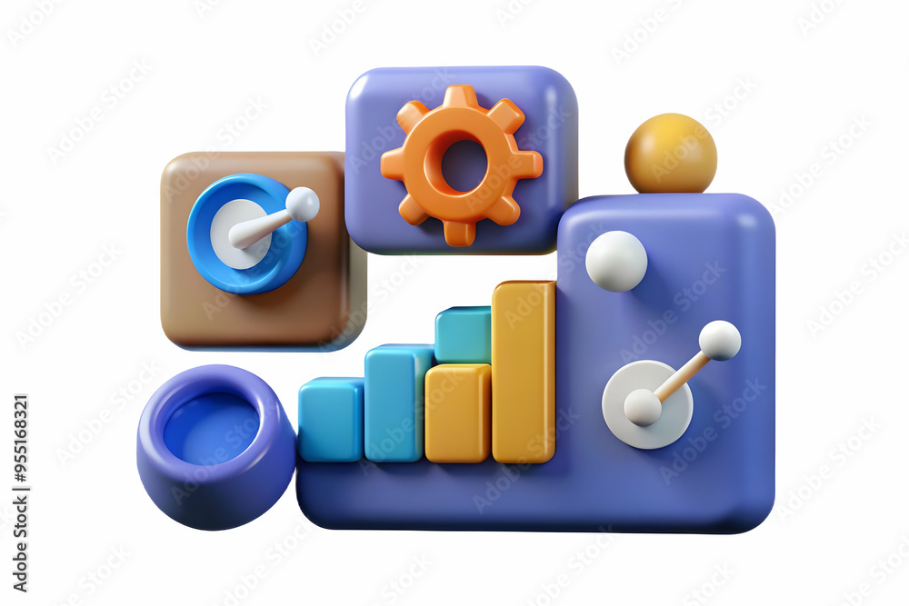 Obraz premium 3D AI Predictive Analytics Integration with Cost Management Icon - Vector Illustration of Financial Strategy and Forward-Thinking AI Technology on White Background