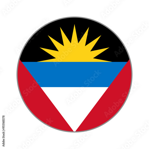 Free Download The flag of Antigua and Barbuda. Flag icon. Standard color. Round flag. Computer illustration. Digital illustration. Vector illustration. - GFXLoad