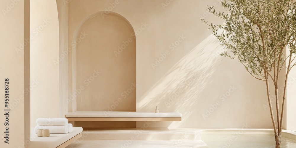 A serene spa interior featuring natural light, minimalist design, and a calming atmosphere for relaxation and rejuvenation.