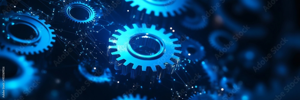 Abstract Background with Gears and Cogs in Blue. AI generated illustration Abstract Background with Gears and Cogs in Blue. AI generated illustration