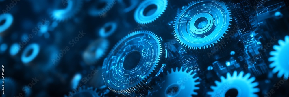 Abstract Background with Gears and Cogs in Blue. AI generated illustration Abstract Background with Gears and Cogs in Blue. AI generated illustration