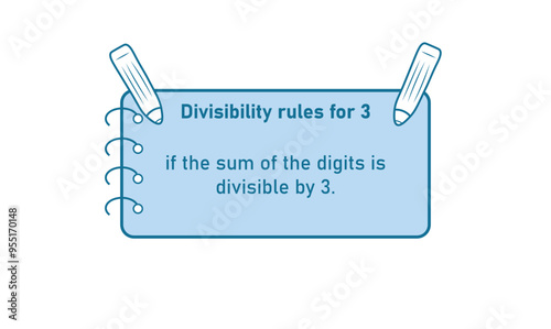 Divisibility rules chart for 3 number in mathematics.