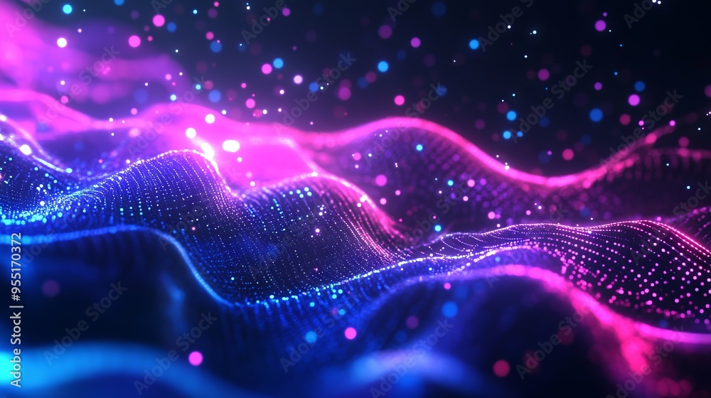 Abstract Futuristic Background with Glowing Particles and Dots. AI generated illustration Abstract Futuristic Background with Glowing Particles and Dots. AI generated illustration