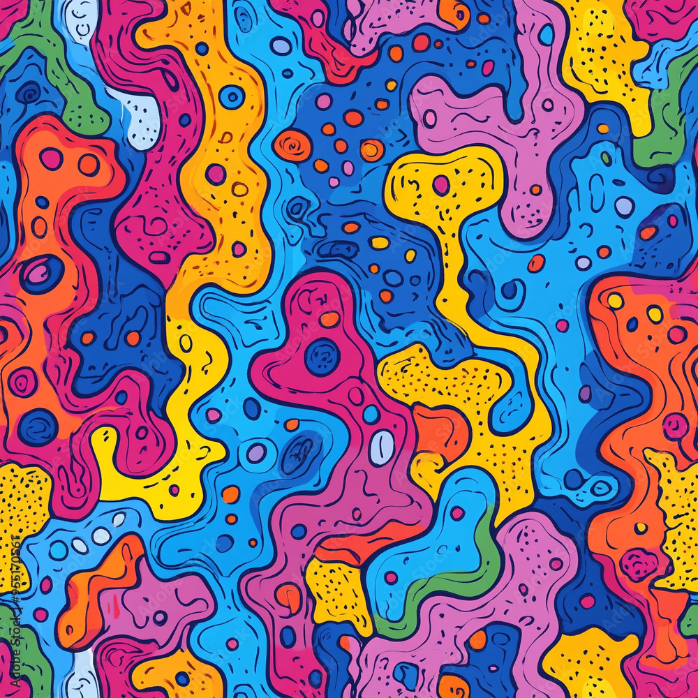 cute doodle seamless pattern. Creative abstract squiggle style drawing background cute doodle seamless pattern. Creative abstract squiggle style drawing background