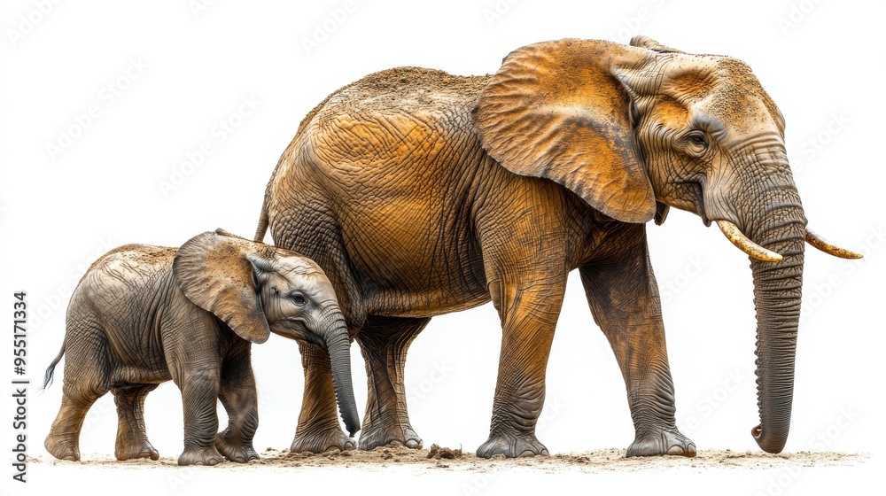 Obraz premium Clipart of a mother elephant and her calf