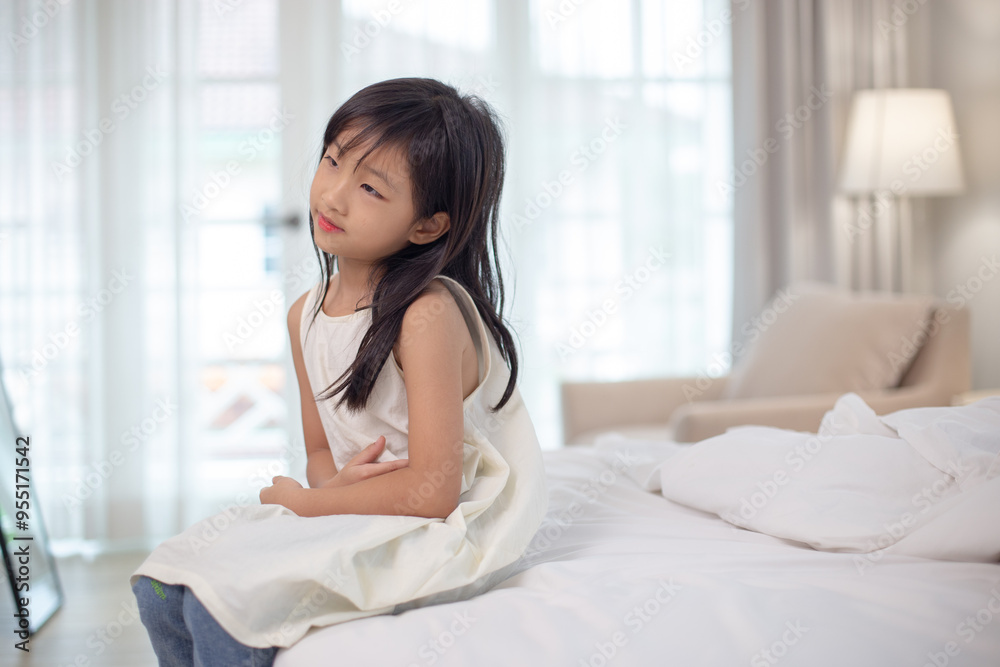 child is depression stress sad to family problems. little girl sits alone crying in her bedroom. Paint from being bitten. Kid girl has pain, is not well, and has a fever. child is depression stress sad to family problems. little girl sits alone crying in her bedroom. Paint from being bitten. Kid girl has pain, is not well, and has a fever.