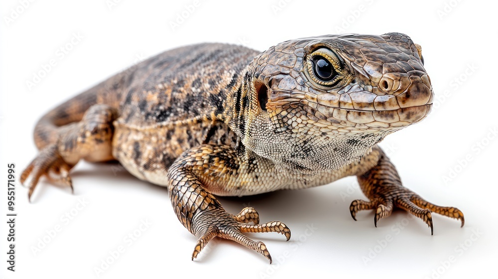A vibrant lizard displays its intricate patterns while nestled on a clean surface A vibrant lizard displays its intricate patterns while nestled on a clean surface