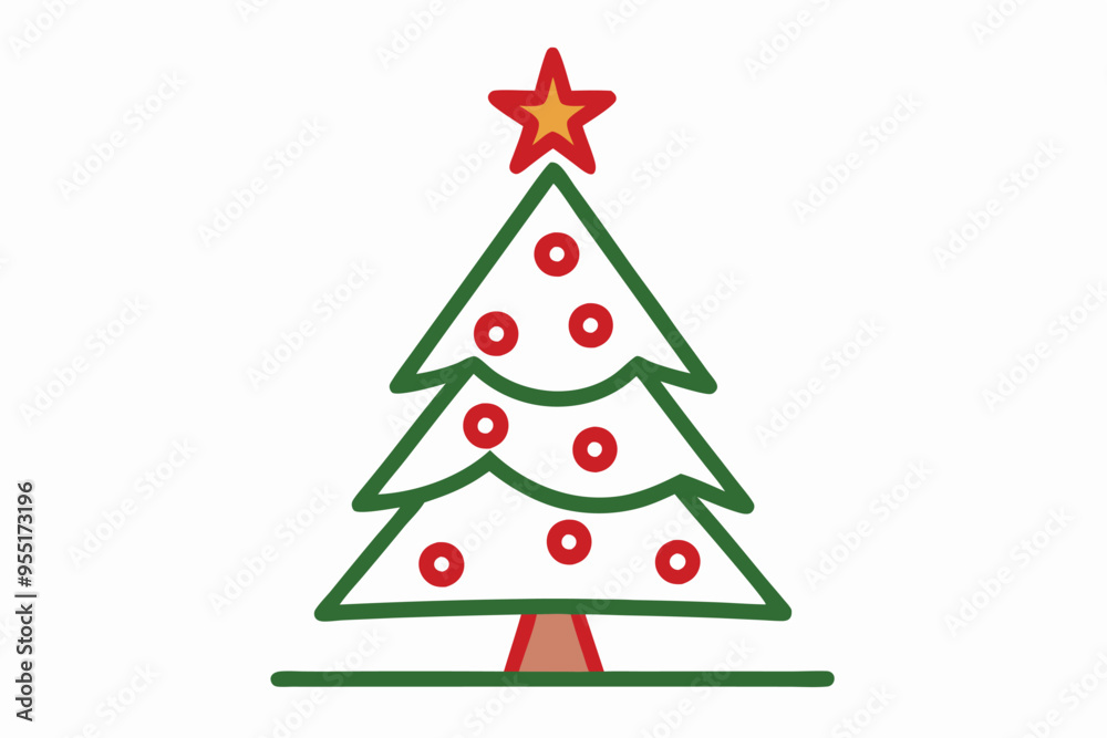 line art Christmas tree vector illustration in white background line art Christmas tree vector illustration in white background