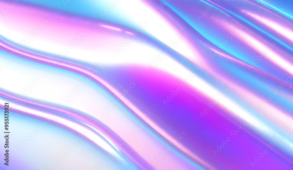 Iridescent chrome wavy gradient cloth fabric abstract background, ultraviolet holographic foil texture, liquid surface, ripples, metallic reflection. 3d render illustration. Iridescent chrome wavy gradient cloth fabric abstract background, ultraviolet holographic foil texture, liquid surface, ripples, metallic reflection. 3d render illustration.