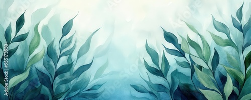 A serene underwater scene with leafy plants framed by calming blue hues, perfect for nature-themed projects and backgrounds.