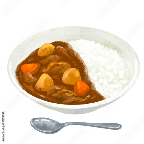 ポークカレー　カレー　カレーライスのイラスト
