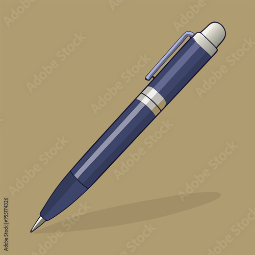 Adobe Illustrator Artwork Illustrate a simple ballpoint pen with a smooth, cylindrical body
