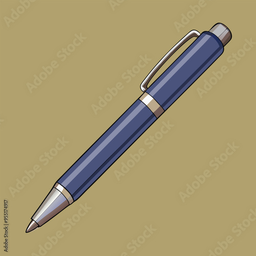 Adobe Illustrator Artwork Illustrate a simple ballpoint pen with a smooth, cylindrical body