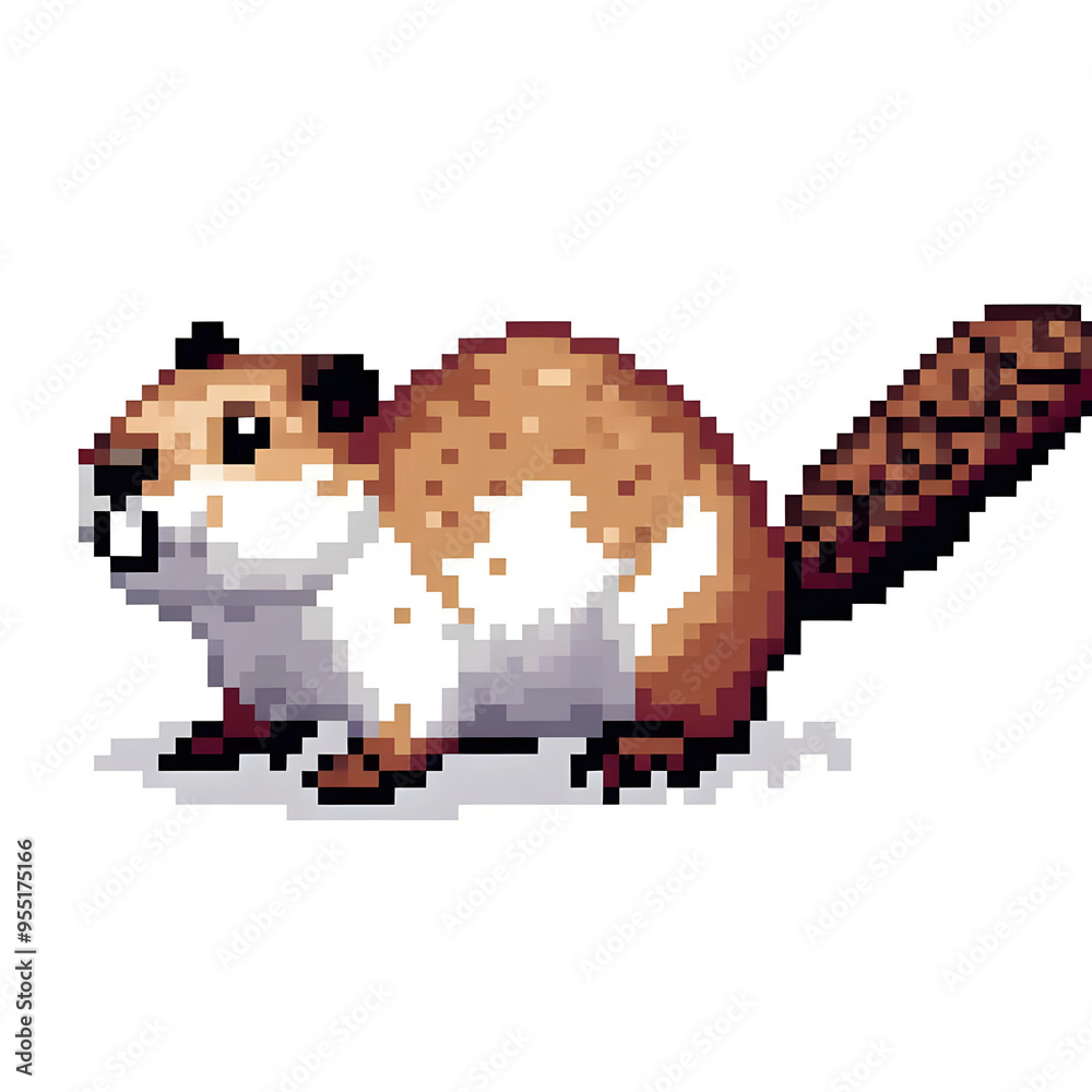 Fototapeta premium 비버, 픽셀아트 (Beaver, Pixel Art)