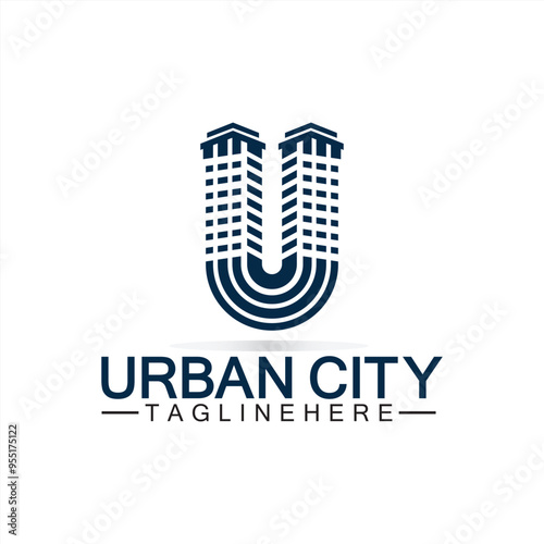 Letter U Urban Building Logo Vector Design. Urban icon, city tower, property