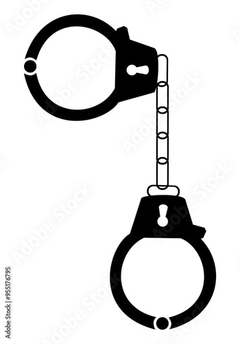 police handcuffs silhouette vector