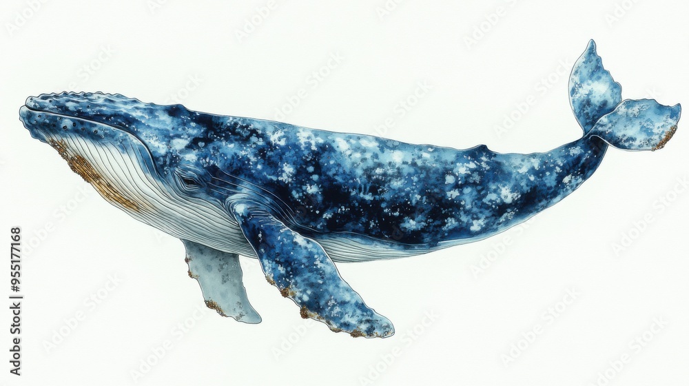 Detailed drawing of a gray whale Detailed drawing of a gray whale