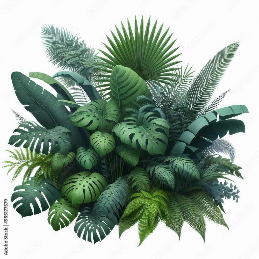 Lush green tropical plants bush (monstera, palm, rubber plant, pine and fern), cut out, прозрачный фон
Lush green tropical plants bush (monstera, palm, rubber plant, pine and fern), cut out, прозрачный фон