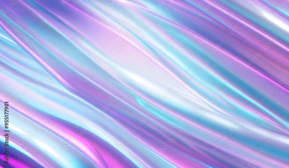 Iridescent chrome wavy gradient cloth fabric abstract background, ultraviolet holographic foil texture, liquid surface, ripples, metallic reflection. 3d render illustration. Iridescent chrome wavy gradient cloth fabric abstract background, ultraviolet holographic foil texture, liquid surface, ripples, metallic reflection. 3d render illustration.