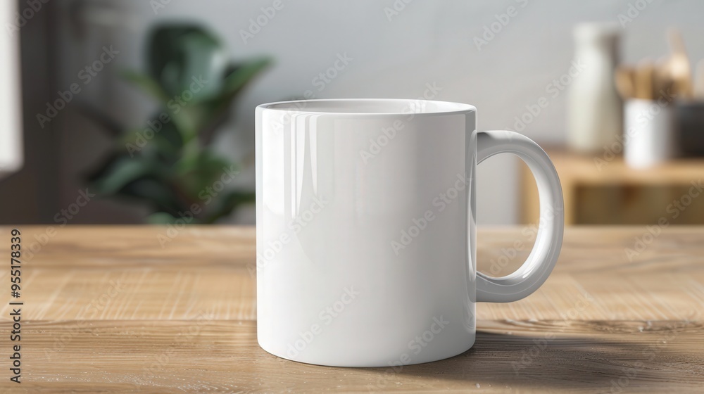 Blank coffee mug on a wooden table, ideal for showcasing custom designs, perfect for promotional purposes, versatile for branding or personal use Blank coffee mug on a wooden table, ideal for showcasing custom designs, perfect for promotional purposes, versatile for branding or personal use
