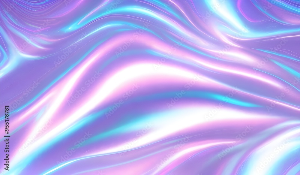 Iridescent chrome wavy gradient cloth fabric abstract background, ultraviolet holographic foil texture, liquid surface, ripples, metallic reflection. 3d render illustration.
Iridescent chrome wavy gradient cloth fabric abstract background, ultraviolet holographic foil texture, liquid surface, ripples, metallic reflection. 3d render illustration.
