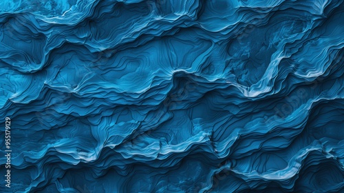 Wallpaper Mural Deep Blue Water Waves, a captivating scene of turbulent waves, showcasing vivid textures and an intense atmosphere, evoking a sense of drama and movement in the ocean. Torontodigital.ca