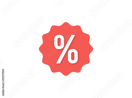 Discount Badge Icon- Promotional Price Tag with Percent Symbol for Marketing Sales - Vector Illustration