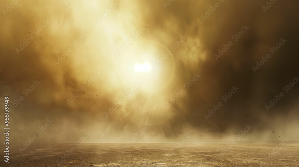 Fototapeta premium Dramatic desert storm with golden sand and dark clouds.