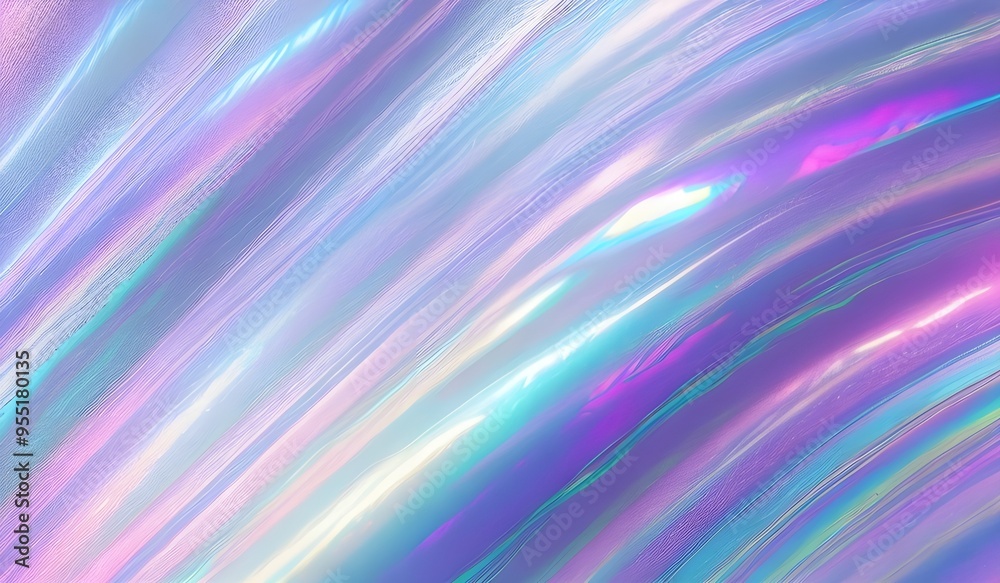 Iridescent chrome wavy gradient cloth fabric abstract background, ultraviolet holographic foil texture, liquid surface, ripples, metallic reflection. 3d render illustration.
Iridescent chrome wavy gradient cloth fabric abstract background, ultraviolet holographic foil texture, liquid surface, ripples, metallic reflection. 3d render illustration.