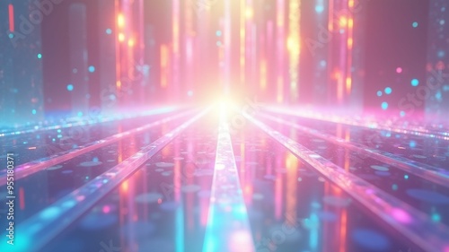 Wallpaper Mural abstract prism light rainbow reflection background with vibrant holographic pastel colors, creating stunning and dreamy visual effect, digital art, fashion design, shiny flare glossy texture Torontodigital.ca