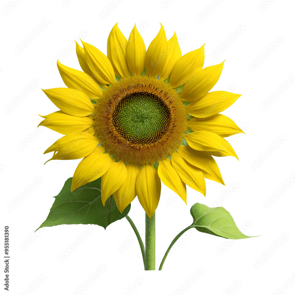 Fototapeta premium Vibrant Sunflower with Bright Yellow Petals Isolated on Transparent Background.