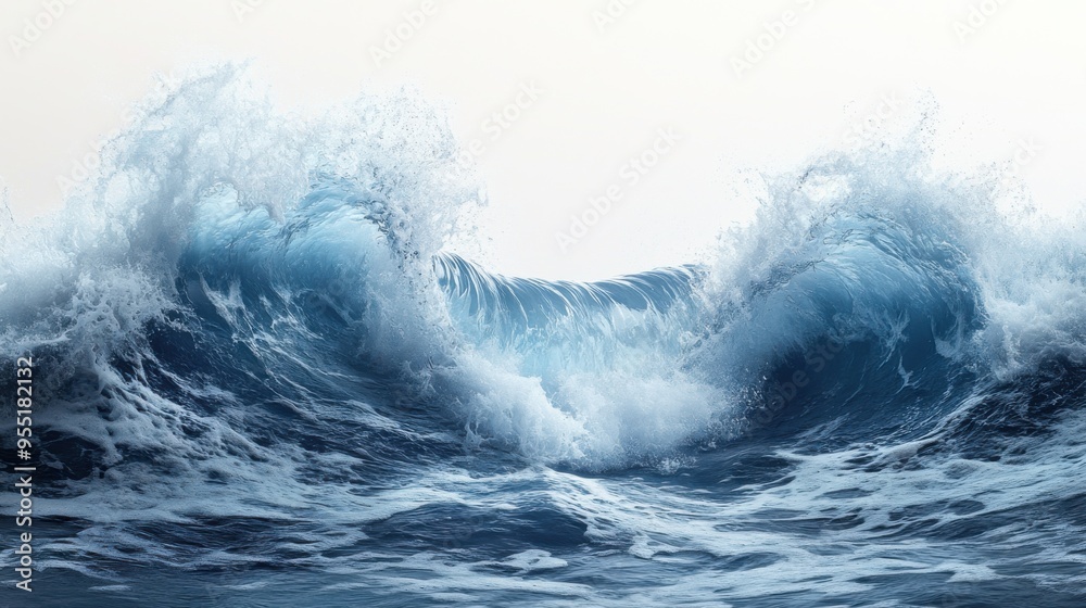 Fototapeta premium Illustrative clipart of crashing ocean waves