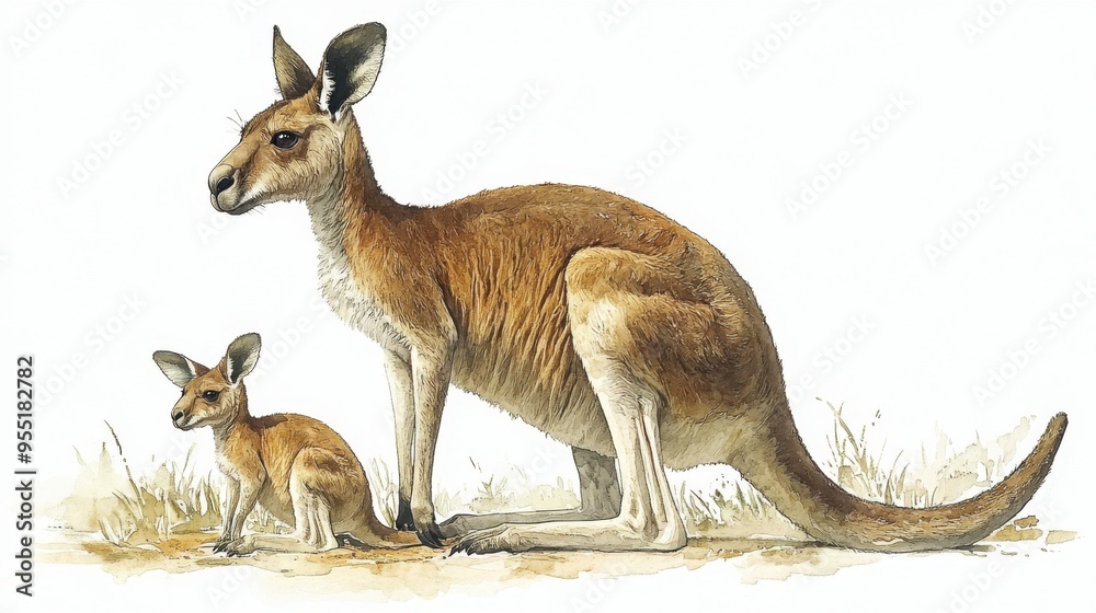 Illustrative image of a kangaroo with a joey in its pouch Illustrative image of a kangaroo with a joey in its pouch