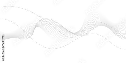 Abstract gray wave dynamic curve lines on transparent background. Energy technology concept modern backdrop design for business, presentation, banner.