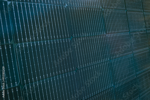 Clean solar panel silicon texture background. Flat surface of electricity generating panel